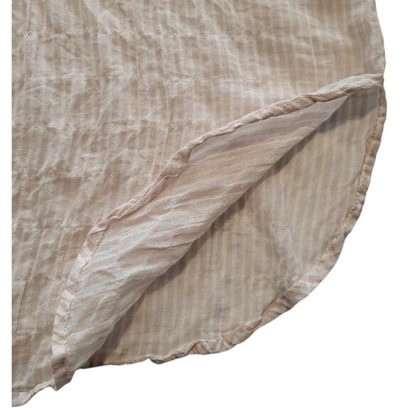 LOFT The Softened Shirt X-Small Crinkled Cotton Semi Sheer Pink White Stripes - Picture 10 of 13